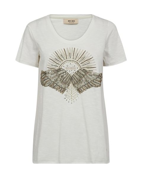 MOS MOSH T-SHIRT, MMNADINE O-SS DECO TEE, CELADON TINT